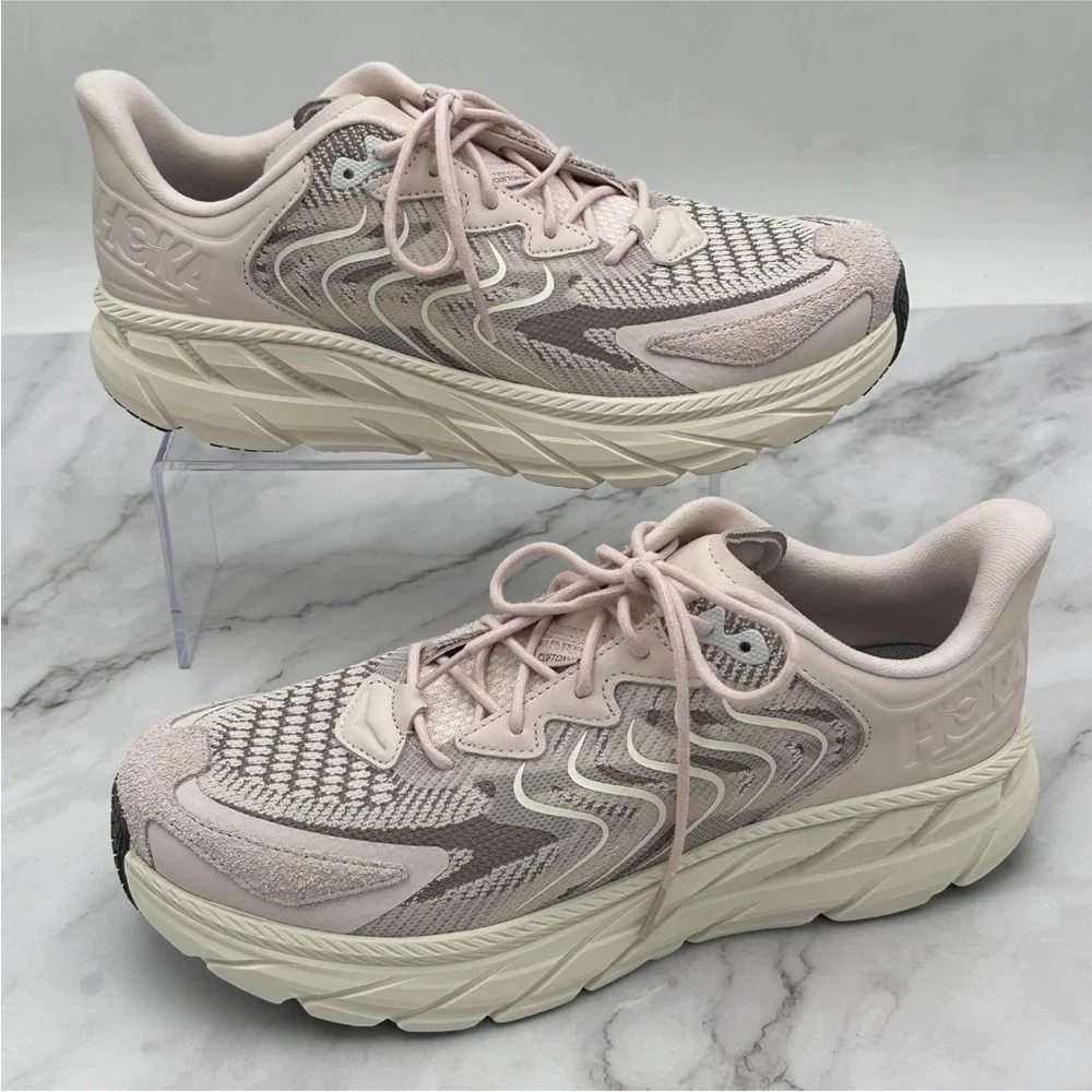 NEW Hoka One One Clifton LS Shoes Mens Size 12 Pink Cream Running Sneakers